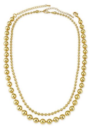 Gold Double Chain Ball Necklace