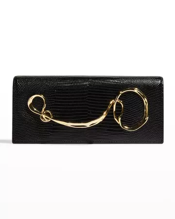 Alexis Bittar Twisted Gold Side Handle Clutch Purse | Neiman Marcus