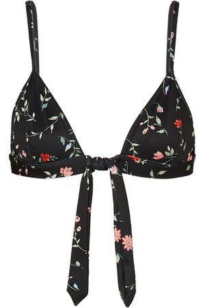 GANNI | Jackson floral-print tie-front triangle bikini top | NET-A-PORTER.COM