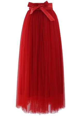 Amore Maxi Tulle Prom Skirt in Red - Skirt - BOTTOMS - Retro, Indie and Unique Fashion