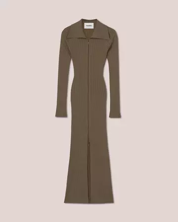 BENNIE - Fitted long sleeve midi dress - Khaki - Nanushka