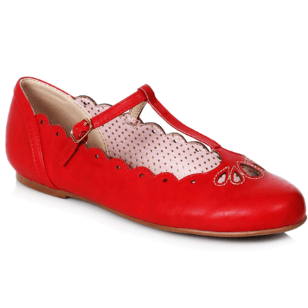 Bettie Page Maila T-Strap Flat Shoes Red Retro Rockabilly Vintage Casual Cute | eBay