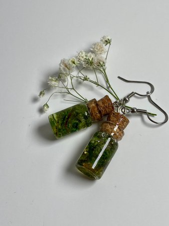 Cottagecore moss earrings