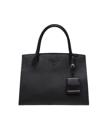 Black Medium Saffiano leather Prada Monochrome bag | Prada