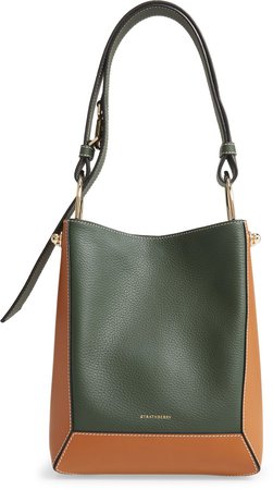 Lana Midi Bicolor Leather Bucket Bag
