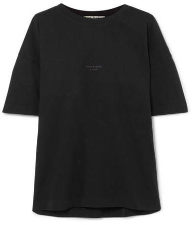Stellie Printed Cotton T-shirt - Black