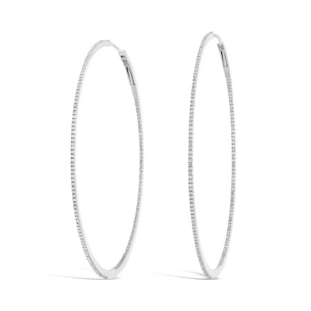 london collection 14k white gold diamond inside out hoop earrings