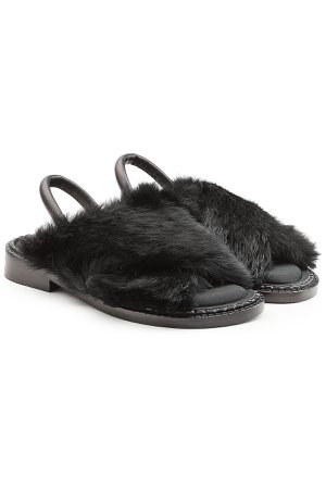 Leather Sandals with Rabbit Fur Gr. IT 41
