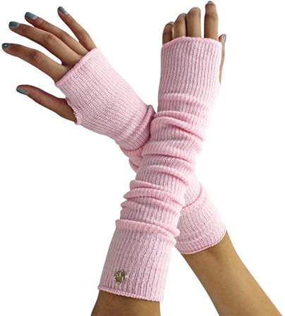 Pink Long Arm Warmers With Thumb Hole at Amazon Women’s Clothing store: Fashion Arm Warmers