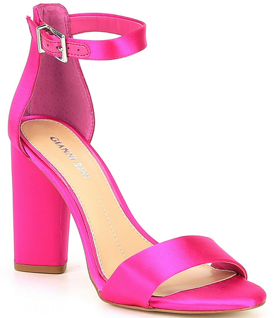 hot pink sandals heels satin simple