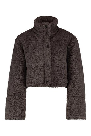 Charcoal fleece puffer jacket