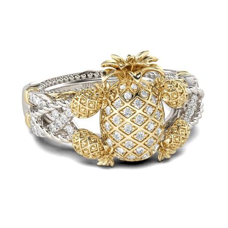 Jeulia Two Tone Pineapple Intertwined Sterling Silver Ring - Jeulia Jewelry
