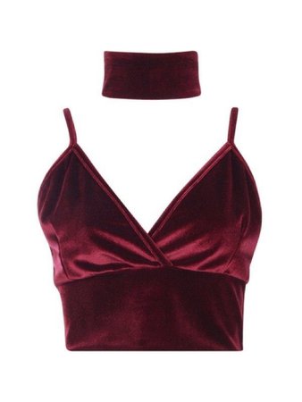 Maroon red cropped tank top w/ matching choker