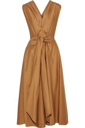 Tie-front pleated cotton-poplin midi dress | TOME | Sale up to 70% off | THE OUTNET