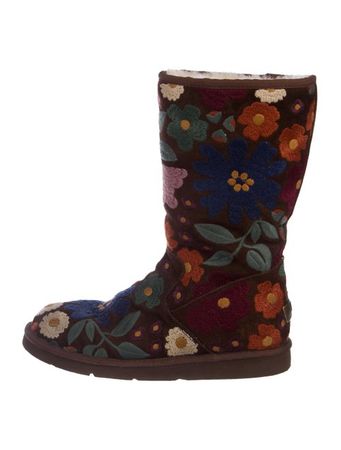UGG Australia Suede Floral Boots - Shoes - WUUGG31734 | The RealReal