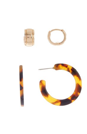 HALOGEN Resin & Huggie Hoop Earrings - Set of 2 | Nordstromrack