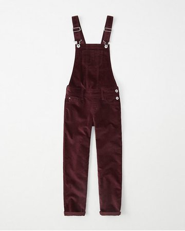 girls velvet burgundy overalls | girls clearance | Abercrombie.com