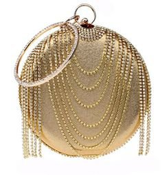 Fashion Bags : Women's Handbags: Shop Women's Handbags KERVINFENDRIYUN Women's Tassel Handbag Rhinestone Evening Clutch Purse Bag (Color : Gold) £44.94