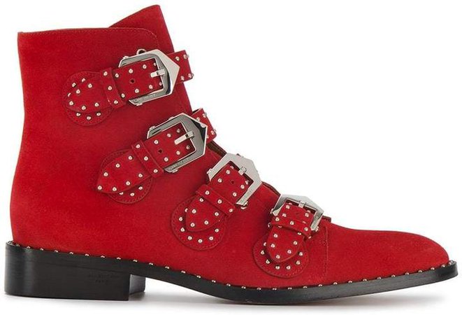 Red Elegant Line suede ankle boots