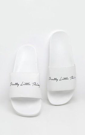 White Prettylittlething Slider | Shoes | PrettyLittleThing
