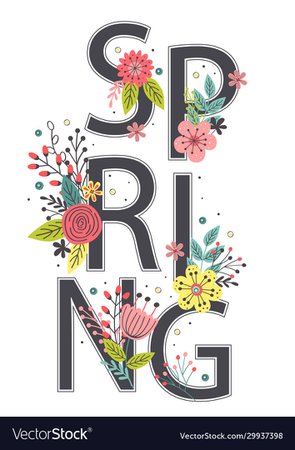 Floral poster with lettering spring Royalty Free Vector