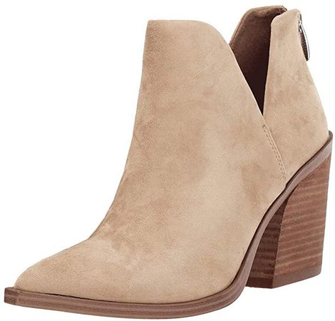 Amazon.com | Kathemoi Womens Ankle Boots Slip on Cutout Pointed Toe Snakeskin Chunky Stacked Mid Heel Booties | Ankle & Bootie