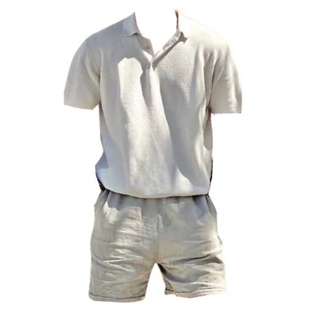 off white gray polo shirt shorts full outfit png