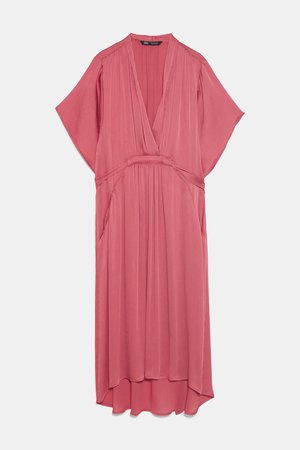BELTED SATIN EFFECT DRESS - NEW IN-WOMAN-NEW COLLECTION | ZARA United States pink