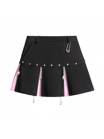 Y2K High Waist Zipper Decorative Short Skirt