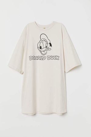 Oversized Printed T-shirt - Beige
