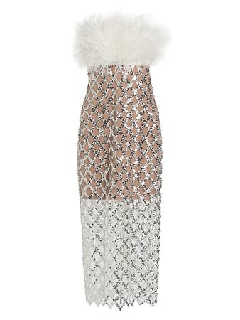 Shop Bronx and Banco Afiya x Coco Feather-Trimmed Dress | Saks Fifth Avenue