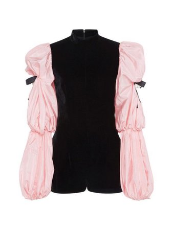Black and pink puffy long sleeve jumpsuit