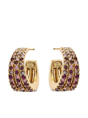 Oscar De La Renta Brass Embellished Hoop Earrings - Farfetch