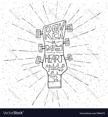 Rock music in my heart hand drawn lettering Vector Image