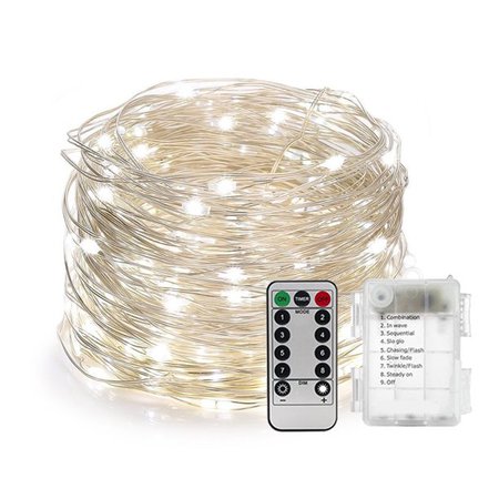 QISHI 33 Feet 100 Led Fairy Lights Battery Operated with Remote Control Timer Waterproof Copper Wire Twinkle String Lights for Bedroom Indoor Outdoor Wedding Dorm Decor Cool White - Walmart.com - Walmart.com