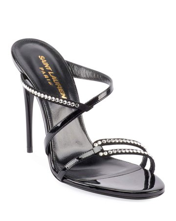 Saint Laurent Paris Embellished Slide Sandals | Neiman Marcus