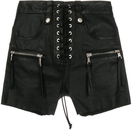 Leather Lace-Up Shorts
