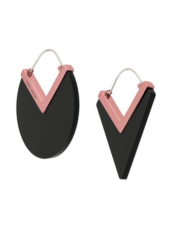 Black Isabel Marant Geometric Mismatched Drop Earrings | Farfetch.com