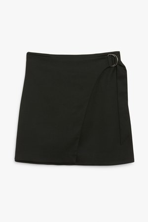 Imitation wrap mini skirt - Black - Mini skirts - Monki WW