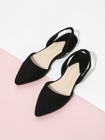 Pointed Toe Suede Slingback Flats