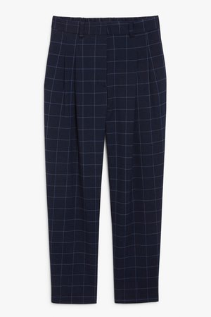 Straight leg trousers - Blue check - Trousers - Monki WW