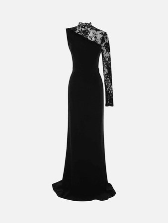 lace black long dress evening gown elegant