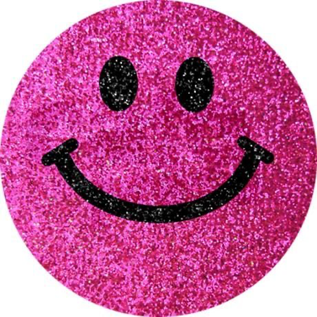 smiley face pink glitter