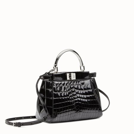 Black crocodile leather handbag. - PEEKABOO MINI | Fendi