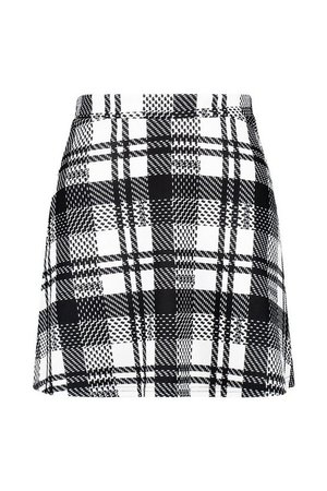 Monochrome Check A Line Mini Skirt | Boohoo