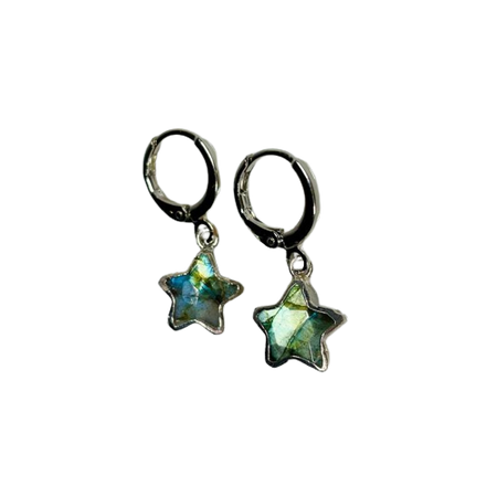Labradorite Silver Celestial Snug Earrings // JewelleryByPetra