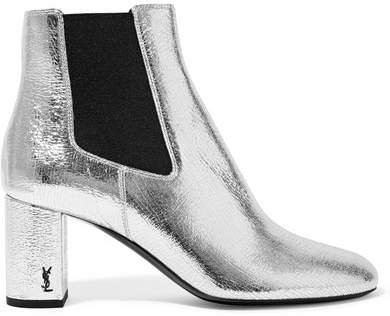 Loulou Metallic Textured-leather Ankle Boots - Silver