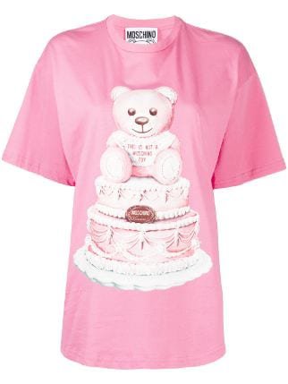 Shop pink Moschino Cake Teddy Bear print T-shirt with Express Delivery - Farfetch