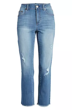 1822 Denim Ripped High Waist Crop Straight Leg Jeans | Nordstrom