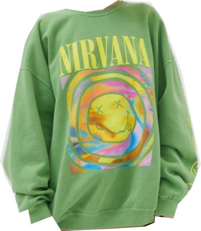 green nirvana smile overdyed sweatshirt, urban outfitters